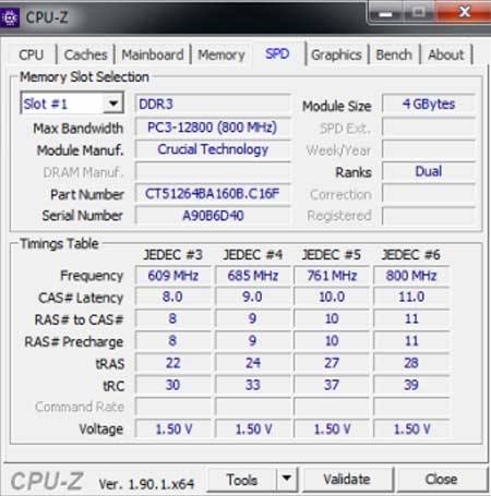 Характеристики оперативки в программе CPU-Z